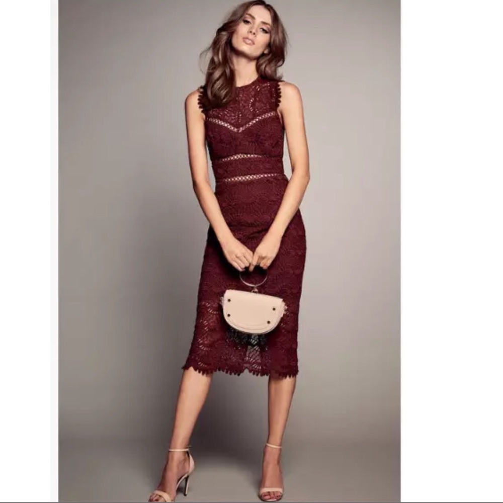 Bardot Mariano Lace Sheath Dress Boysnberry